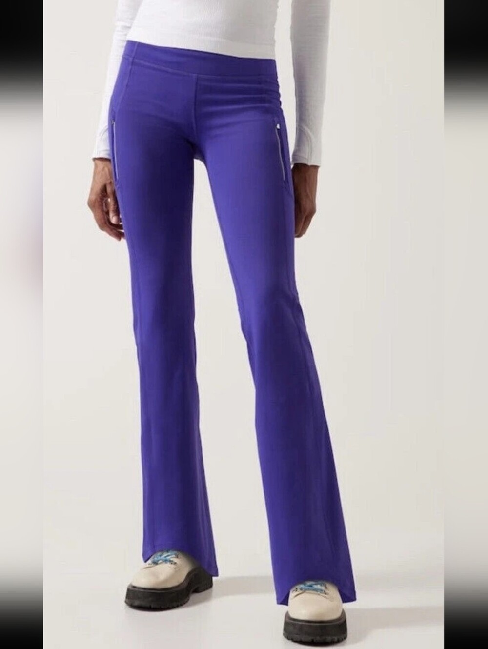 Athleta Rainier Bootcut Flared Legging Pants Noble Blue Size Small Warm Cozy